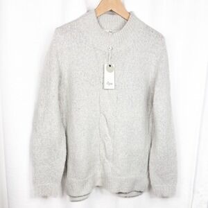 Ripe Maternity Nursing Sweater Cable Knit Zip Side Snow Size Large NWT Soft Cozy